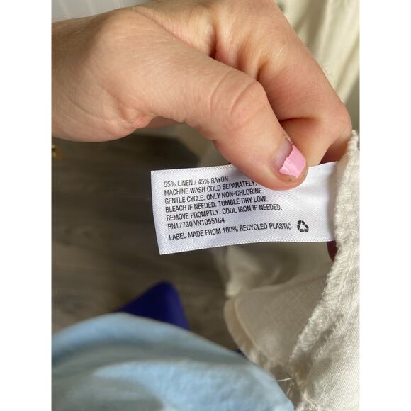 Target A New Day Linen Blend Sundress M White Spaghetti Strap Midi Button Front - Picture 5 of 7